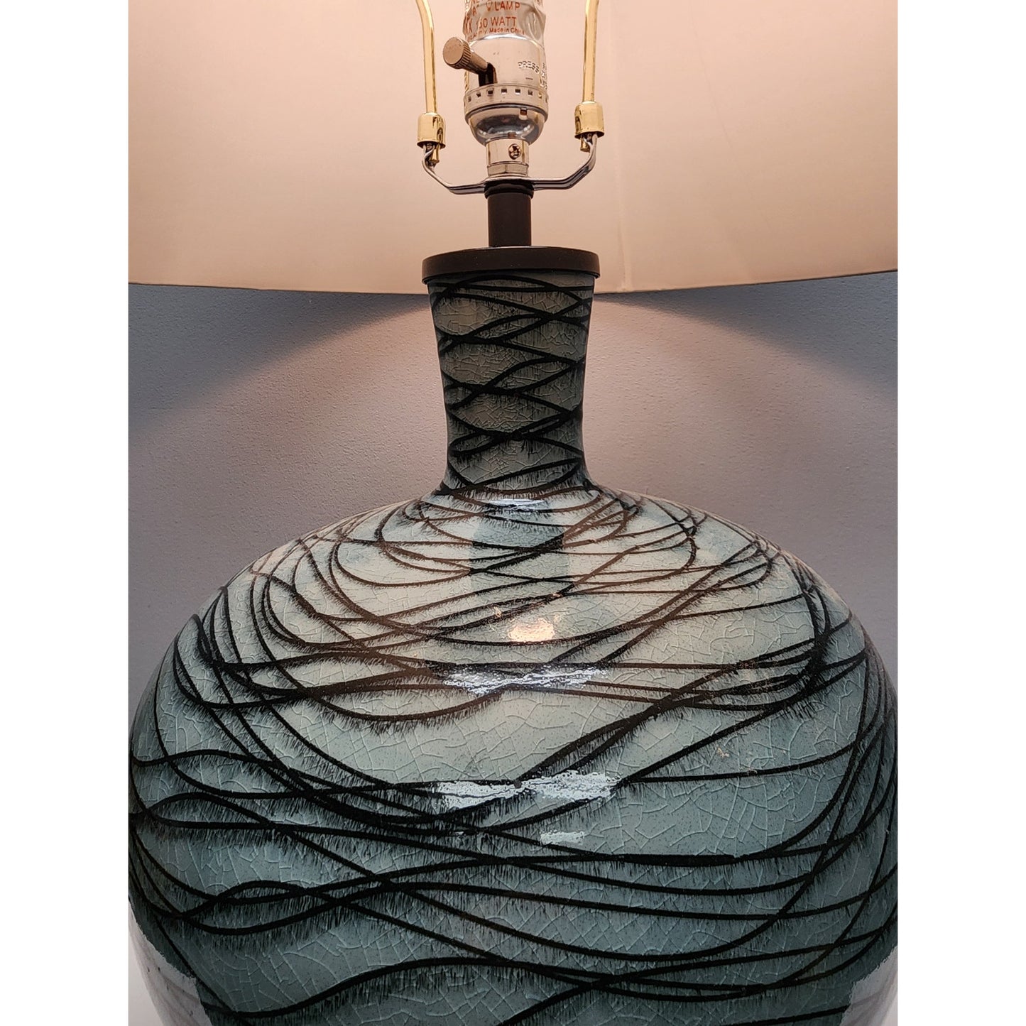 Pacific Coast Lighting Ceramic Wave Pattern Table Lamp 30" Aqua/Black/White