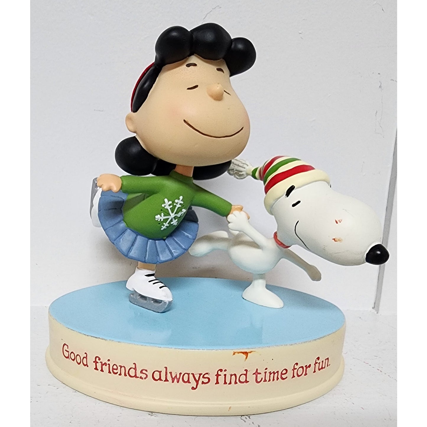 Hallmark Peanuts Lucy Snoopy Skating Figurine & Snoopy Xmas Countdown Clock