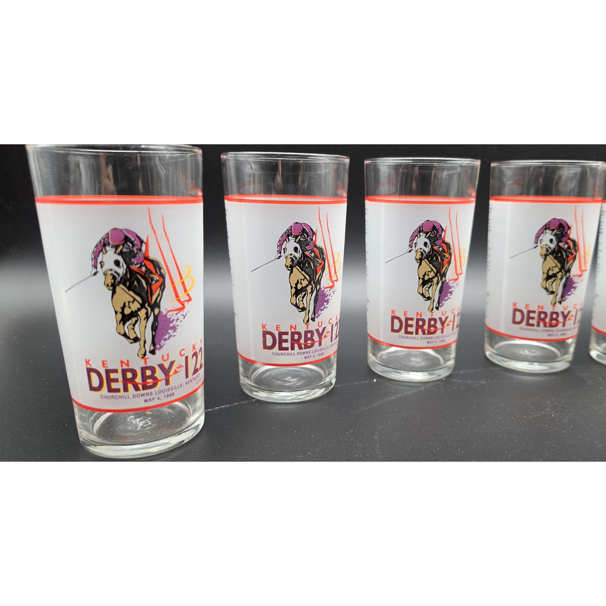 Vintage 1996 Kentucky Derby 122nd Glasses / Tumblers Set of 8 Churchill Downs