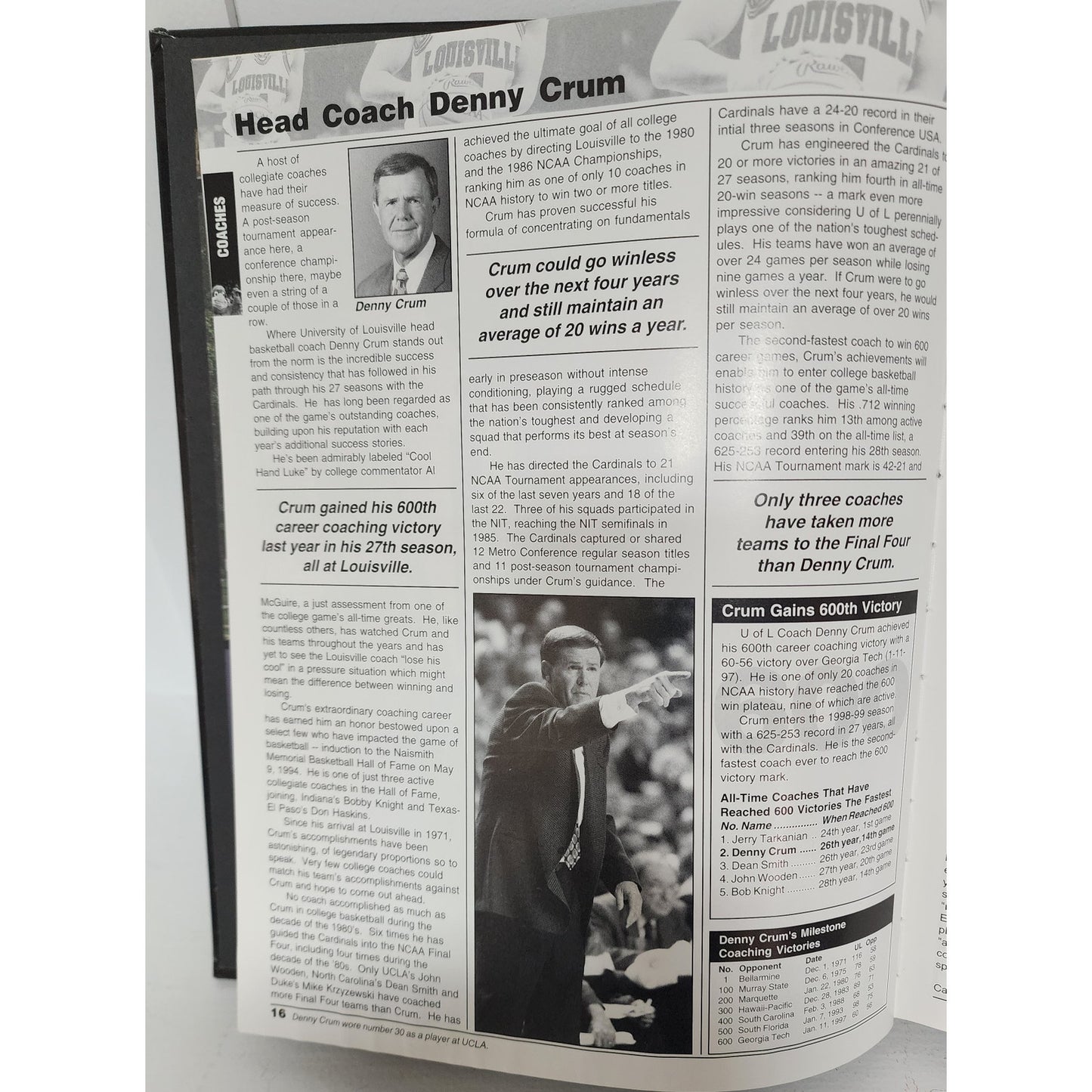 Louisville 1998-99 Basketball Book - 164 Pages Photos Stats History Denny Crum