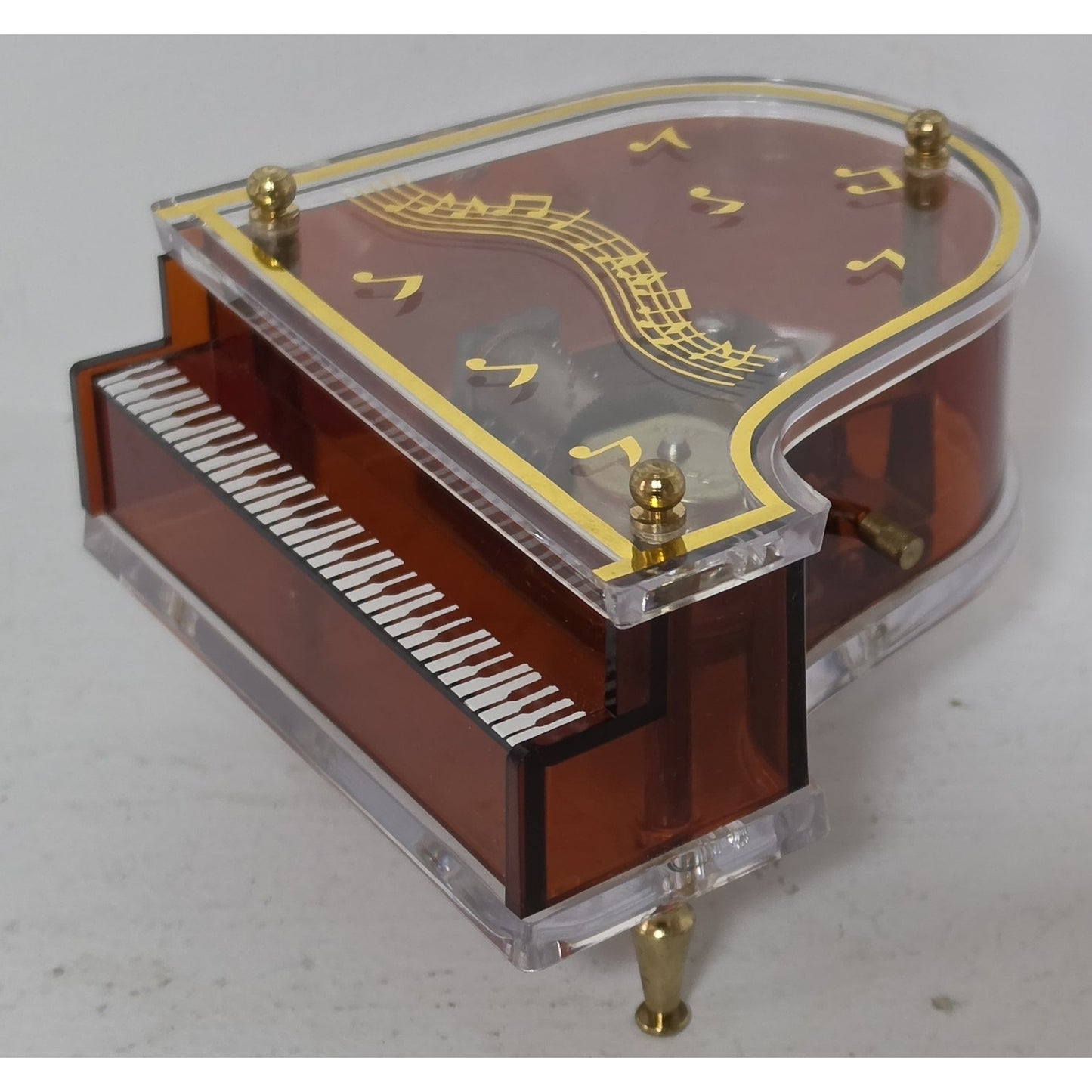 Vintage Jokiwa Japan Grand Piano Music Box Clear Amber Plexiglass Nice Works