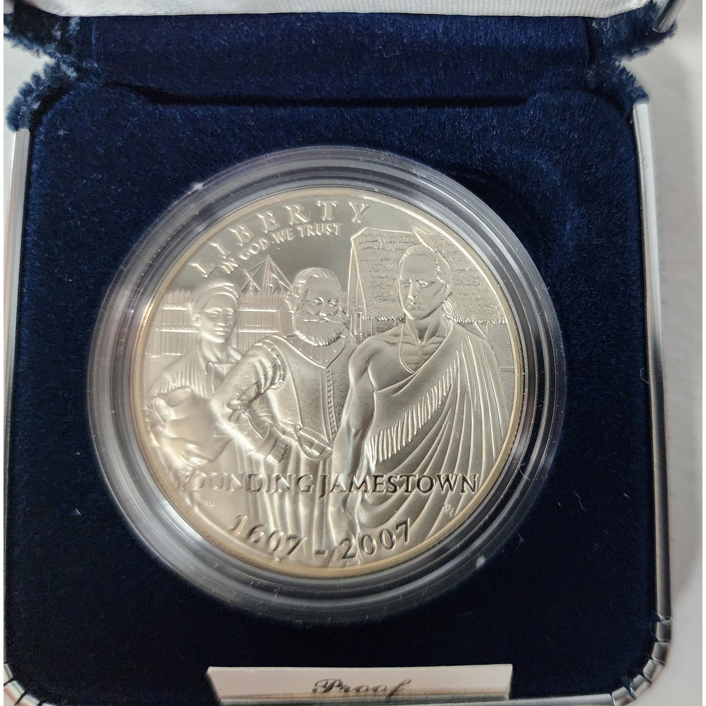 Jamestown 400th Silver Proof Dollar + Framed FDC LE 1618/3000 Postmark Gallery