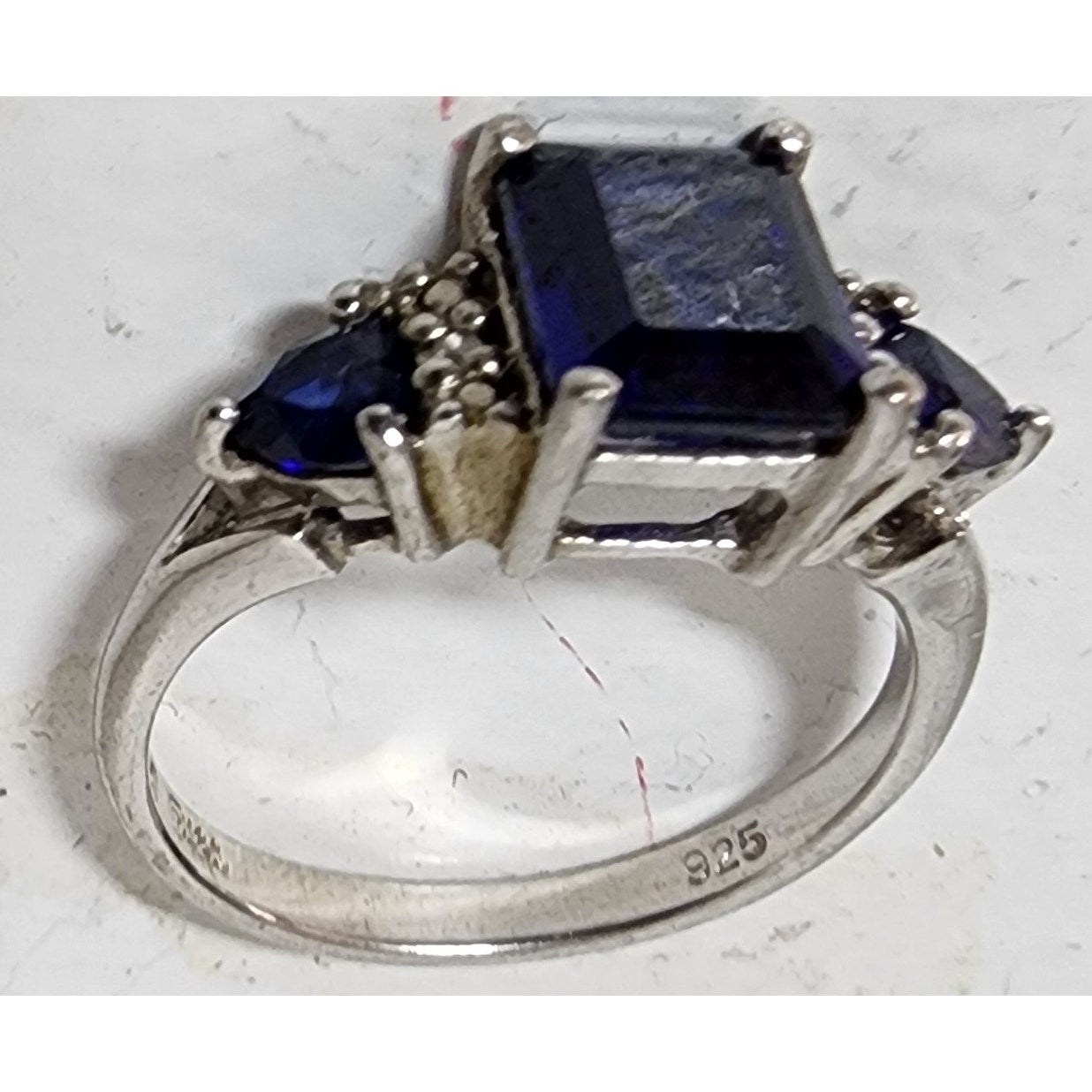 2 Vintage Sterling Silver Rings Size 7 w/ Diamonds & Gemstones + Gift Box