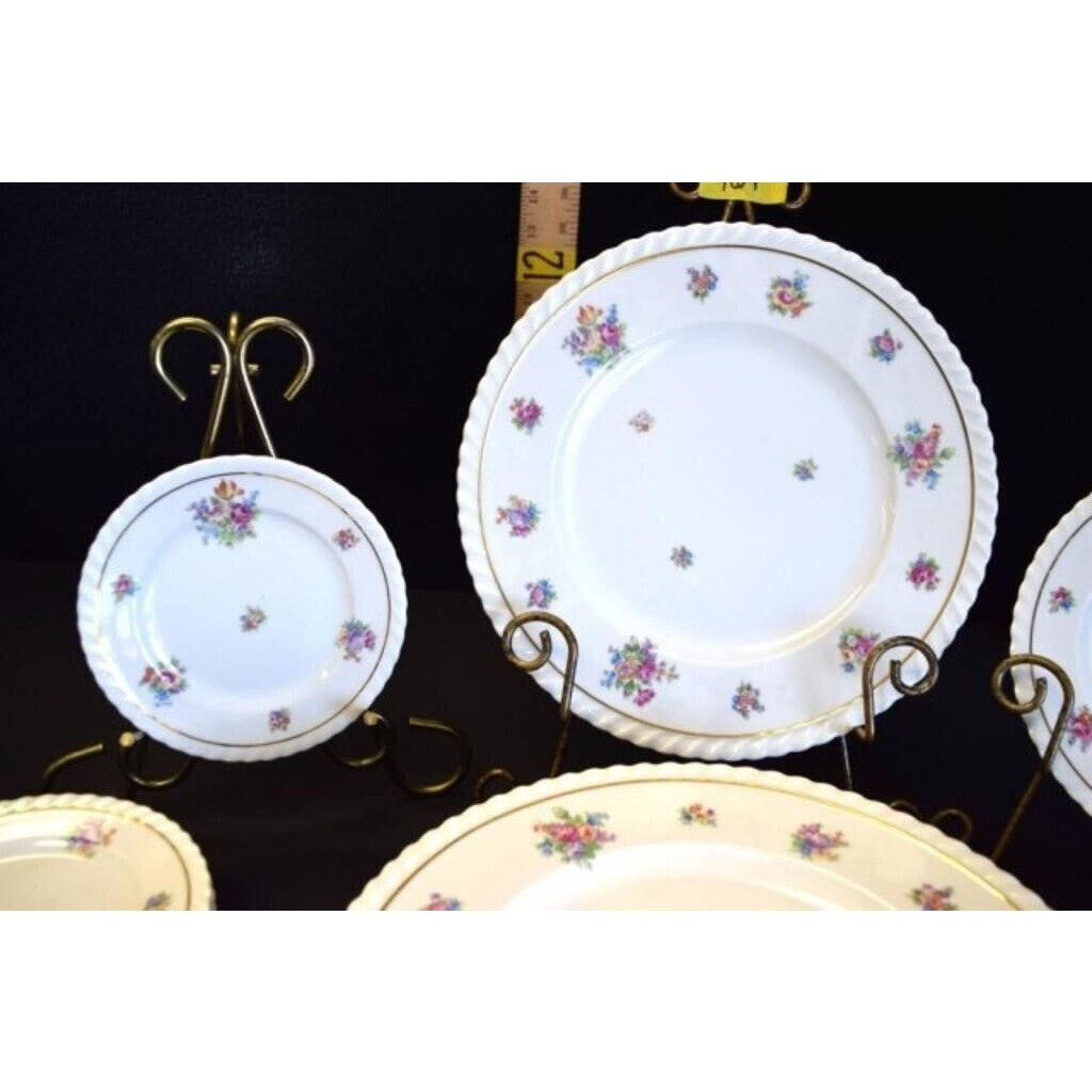 Vtg Franconia Krautheim Selb Bavaria Gretchen 24pc Floral Set Gold Scalloped