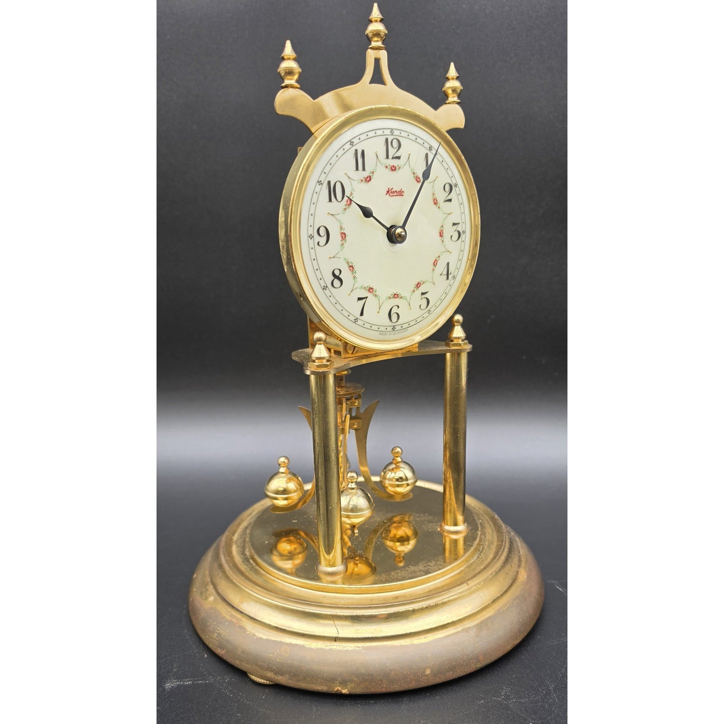 Vintage Kundo German Anniversary Torsion Clock w/ Dome – Brass – Needs Key