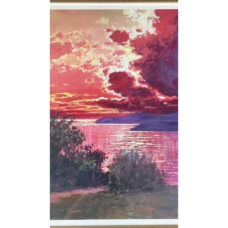 Nuages Seriolithograph Littorio Del Signore 2003 Signed in Print Gold Ornate Frame