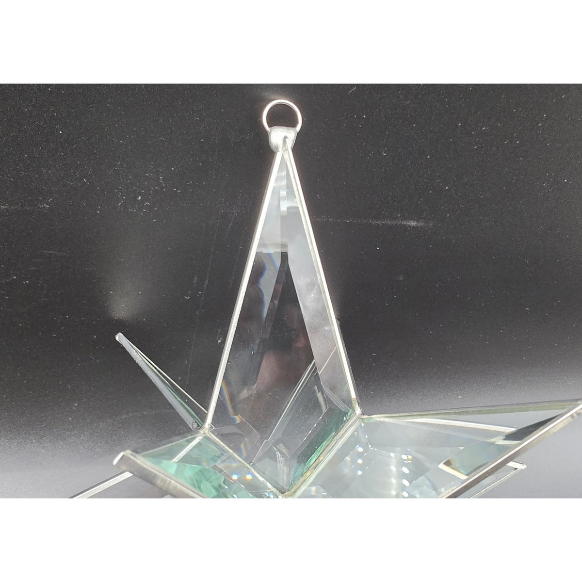 Vintage Artique Lexington Beveled Jade Glass 3D Moravian Star Suncatcher Boxed