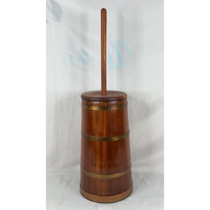 VTG Wooden Butter Churn w/ Dasher Rod 35.5" Tall Farmhouse Primitive Rustic Decor