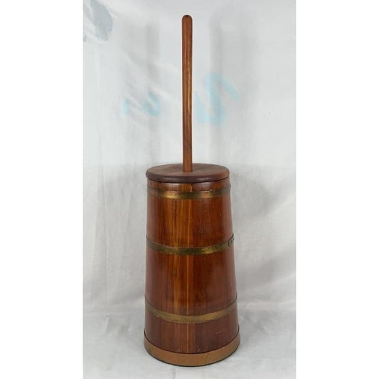 VTG Wooden Butter Churn w/ Dasher Rod 35.5" Tall Farmhouse Primitive Rustic Decor