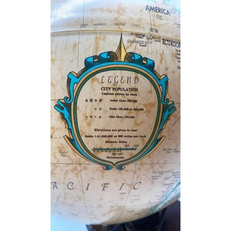 Replogle World Premiere 12" Illuminated Globe Vintage Wood Base LED Tested