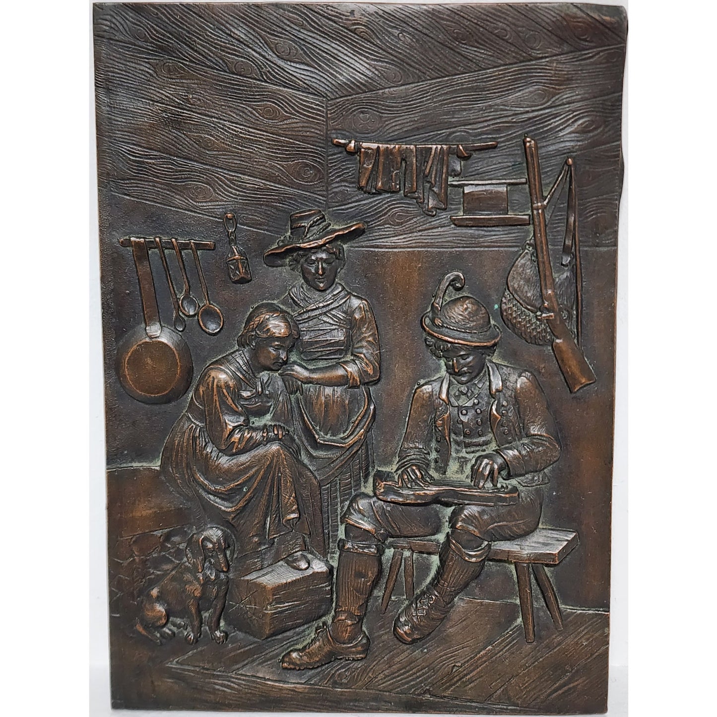 Vintage Embossed Copper Wall Art 8x5.75 Rustic Relief Panel w/ Hanger