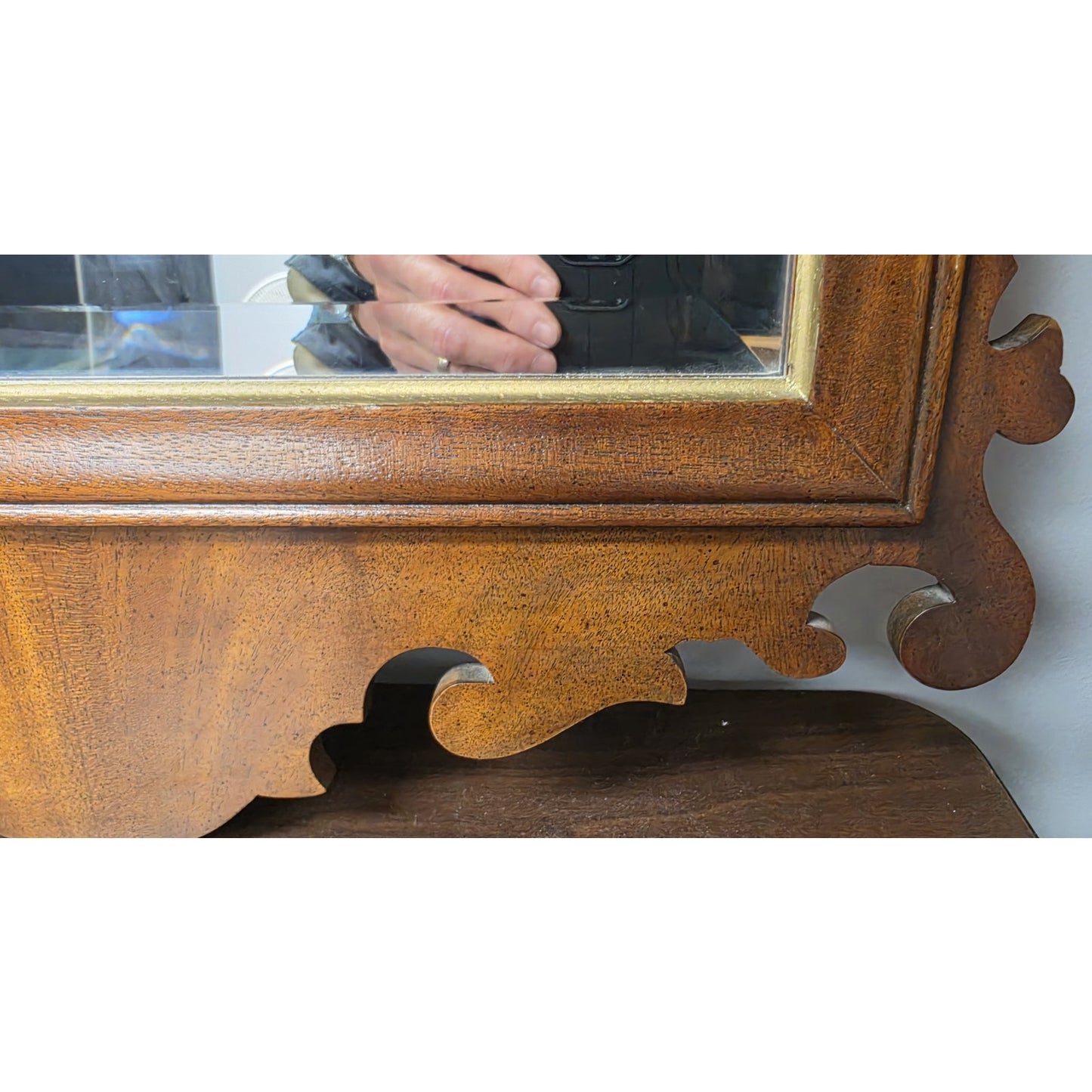 Vintage Councill Craftsmen Ornate Beveled Mirror 42x21 Mahogany Beauty