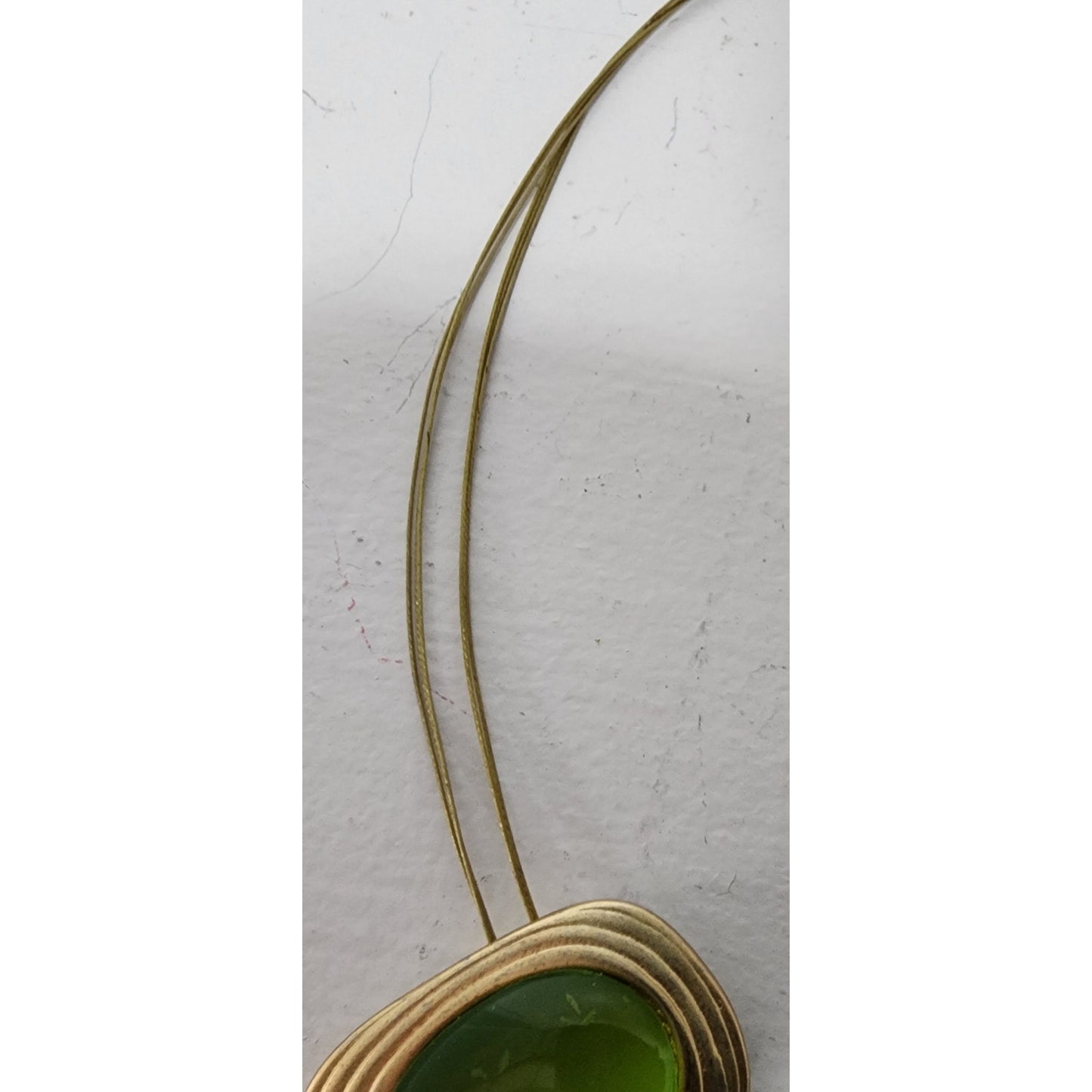 Vintage Green Stone Necklace Goldtone Oval Settings & Sliding Chain Design