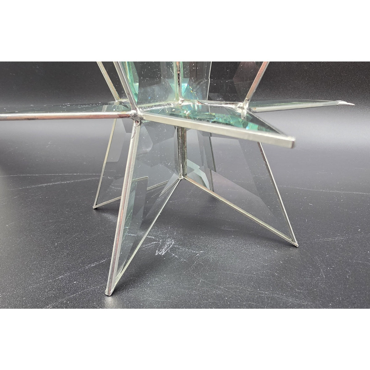 Vintage Artique Lexington Beveled Jade Glass 3D Moravian Star Suncatcher Boxed