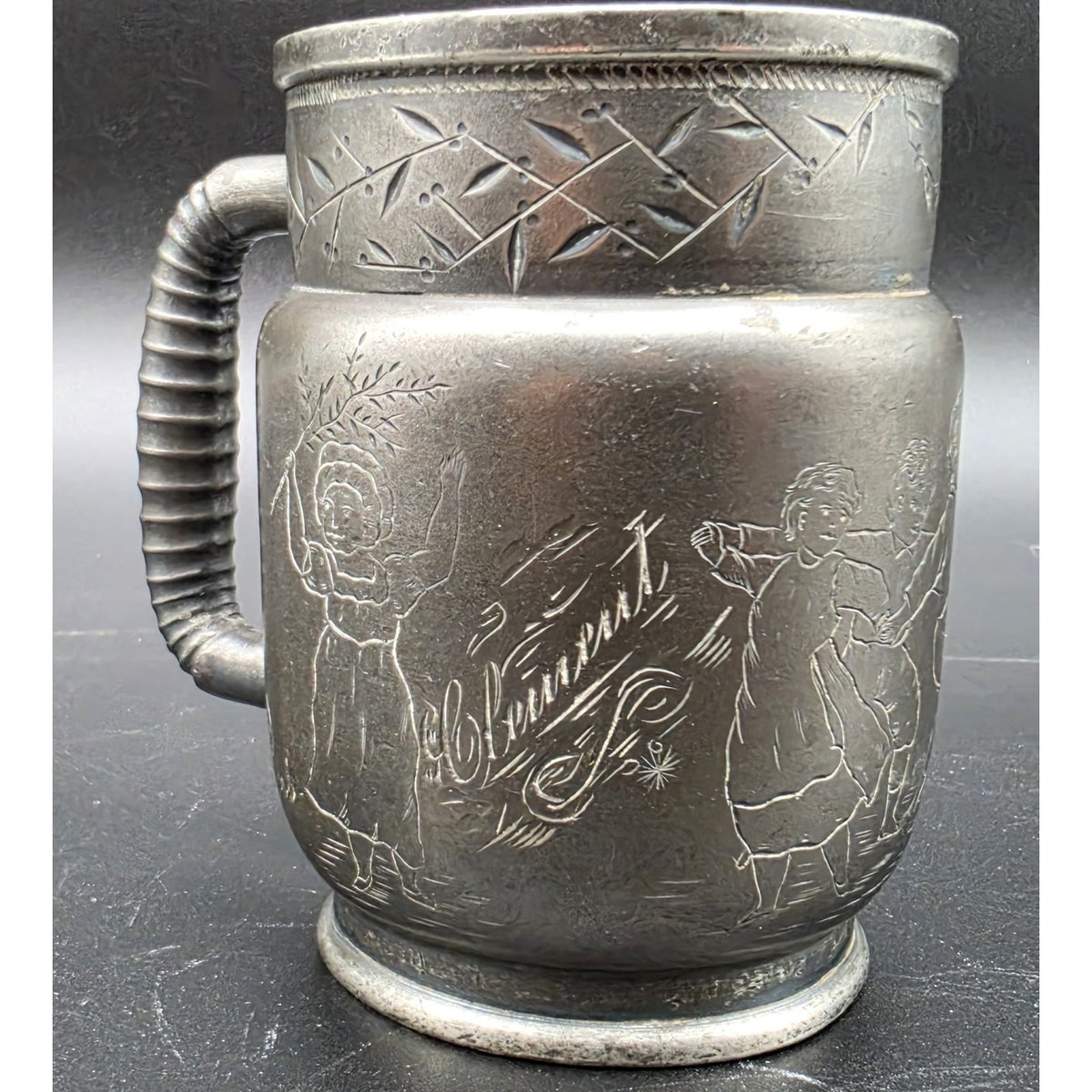 Antique Derby Silver Co Quadruple Plate Engraved Children Ring Dance Mug Cup 67