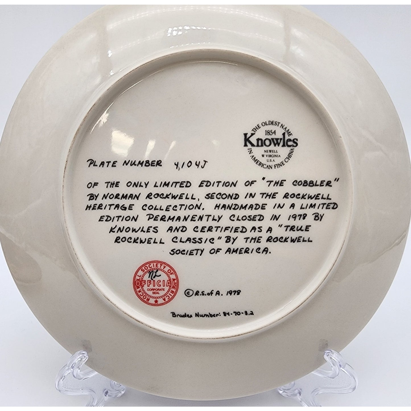 Set of 4 Norman Rockwell Collector Plates Knowles Ltd Ed True Classics w/ Cert