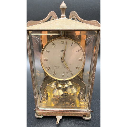 Vintage Schatz 400‑Day Torsion Clock Germany Brass & Glass Case w/ Key – Repair