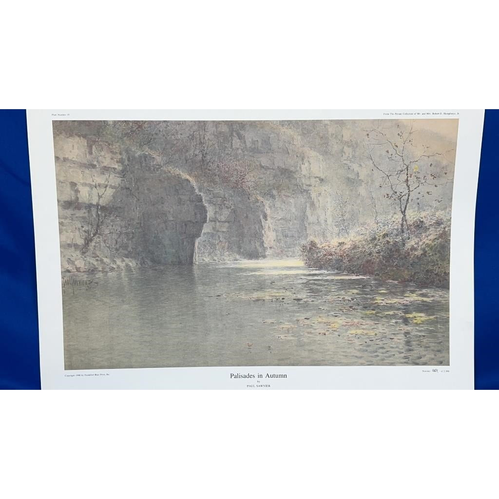 Paul Sawyier Lithograph Palisades in Autumn 1990 COA #1609/2500 Framed 27x21