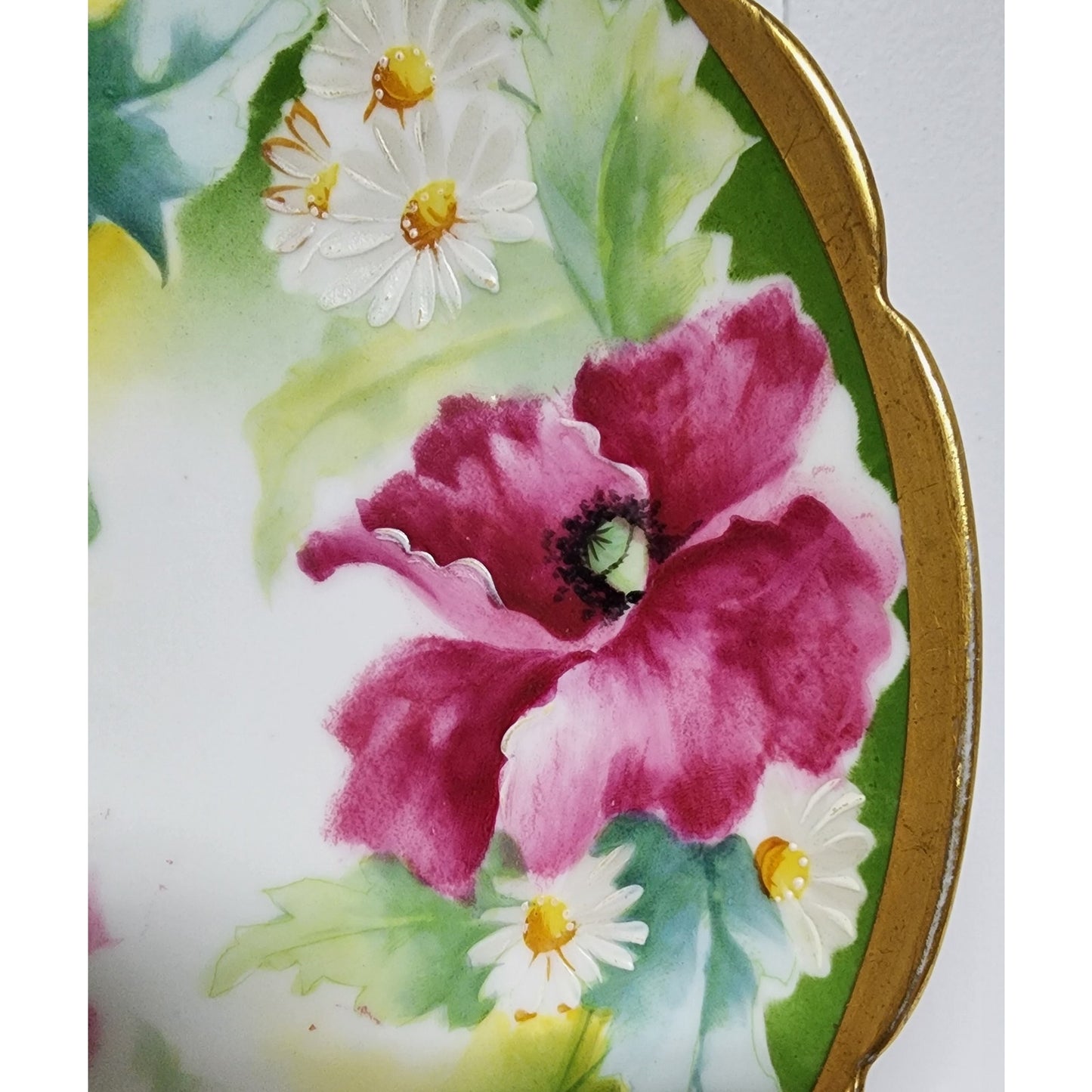 Coronet Limoges France HandPainted Porcelain Plate Roses Gold Rim Scalloped8.75"