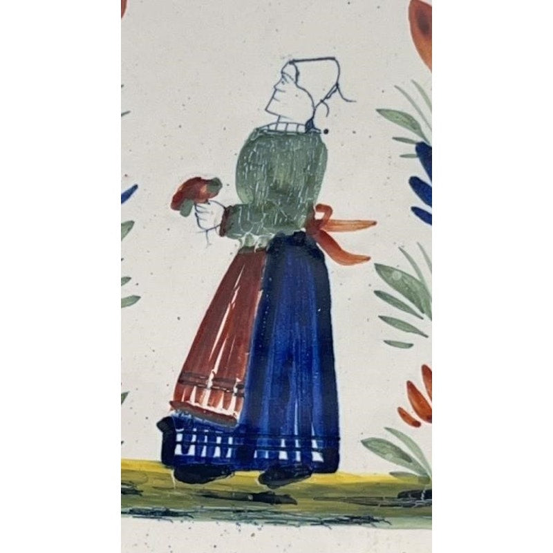 Henriot Quimper Fleuri Bretonne Scalloped Deep Dish French Faience Hand Painted
