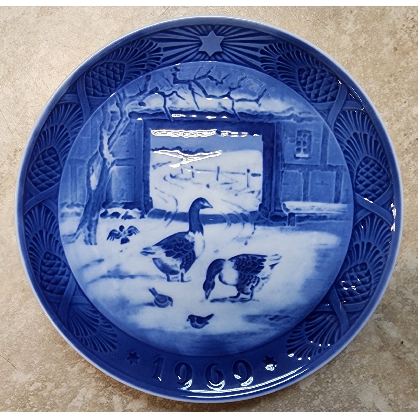 Royal Copenhagen Christmas Plates – 1968 & 1969 – Vintage Danish Porcelain Set of 2