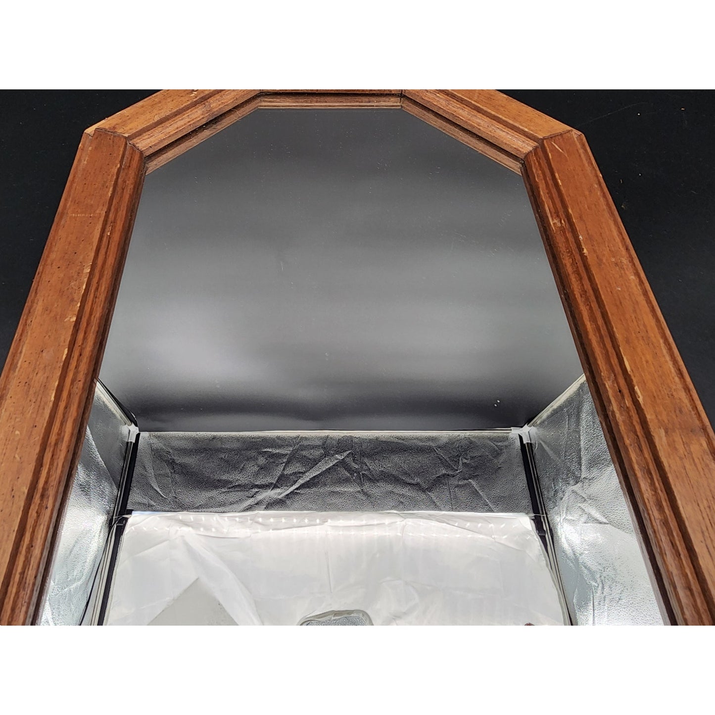 Vintage Solid Wood Octagon Mirror w/ Beveled Frame & Dual Hanging Options