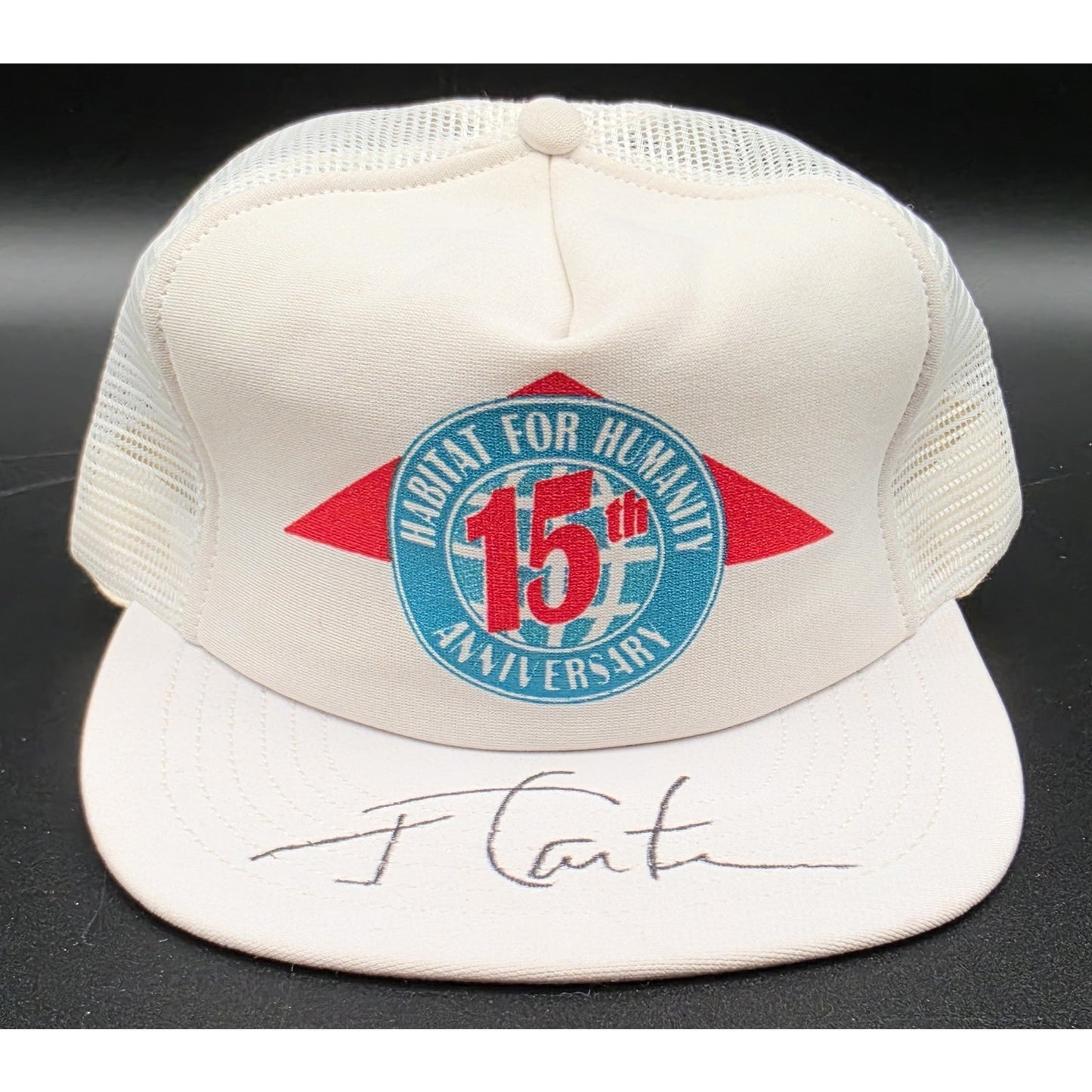 1991 Habitat for Humanity 15th Anniversary Trucker Cap Signed on bill J.  Carter