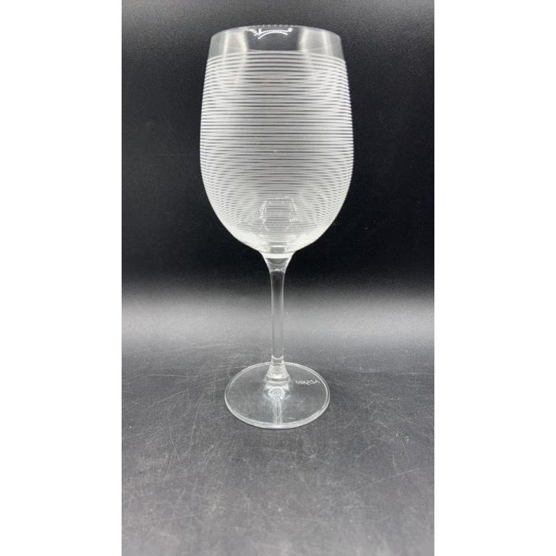 Mikasa Cheers White Wine Glasses Set of 4 8.75" Etched Dots Lines Swirls Stripes