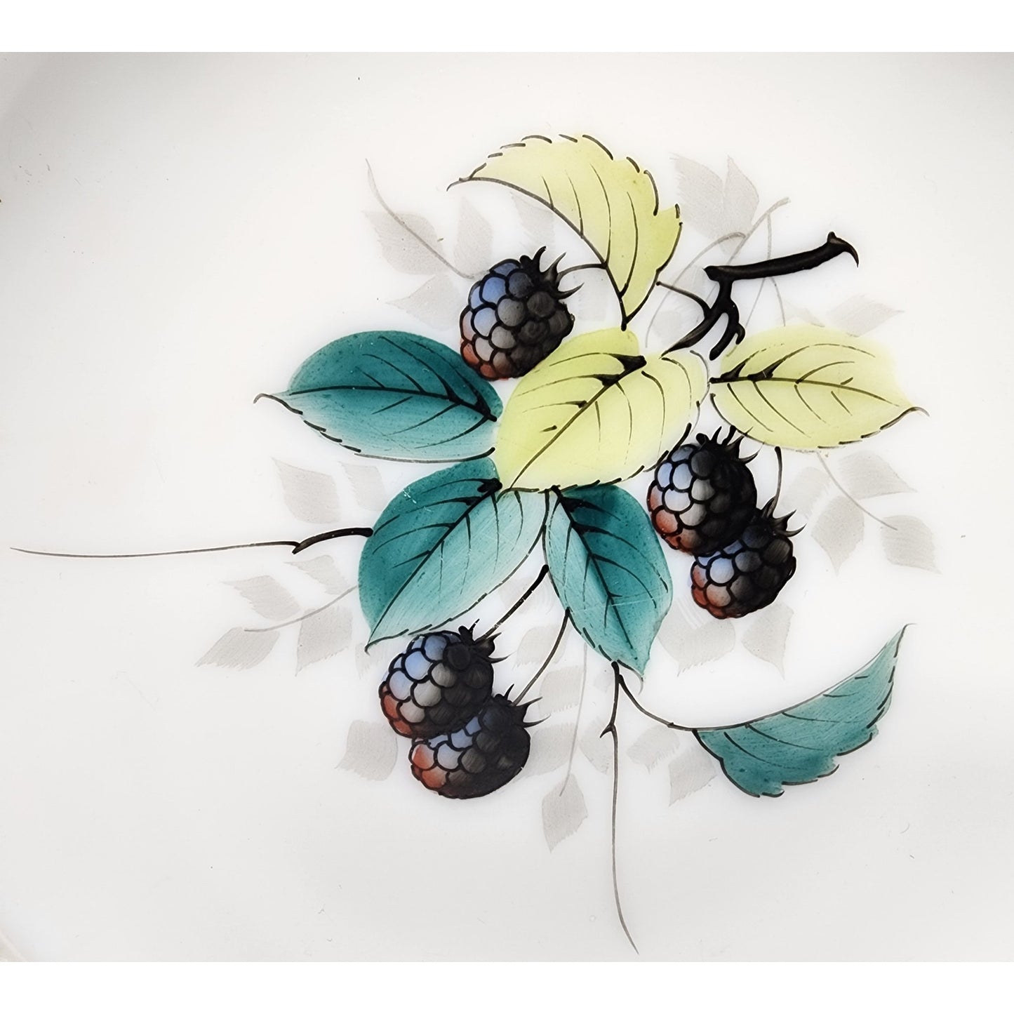 VTG Westmoreland Milk Glass Beaded Edge Fruit Plates 5 Set, Hand Painted, 7.5"