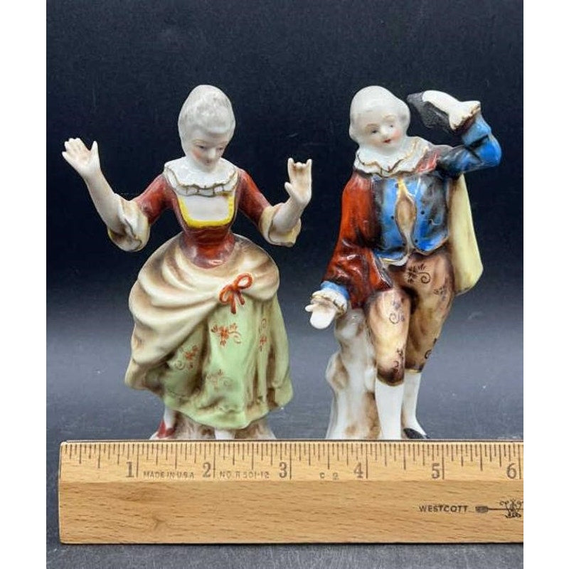 Vintage Occupied Japan Maruyama Porcelain Victorian Couple Figurines Hand Painted
