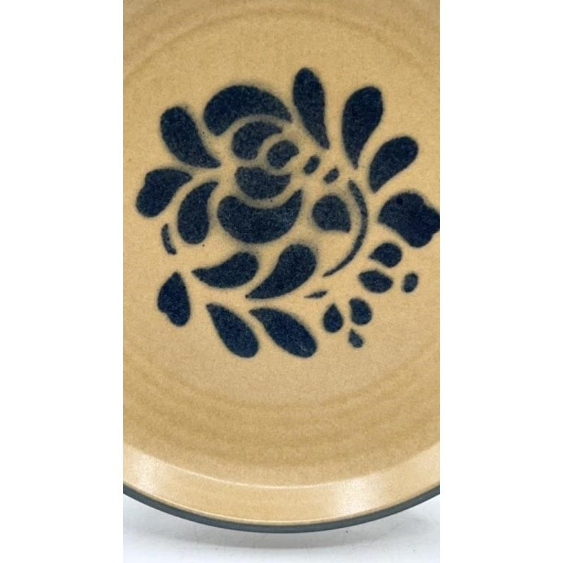 VTG Pfaltzgraff Folk Art 5‑Pc Place Setting Blue Floral (1977)Tan USA Stoneware