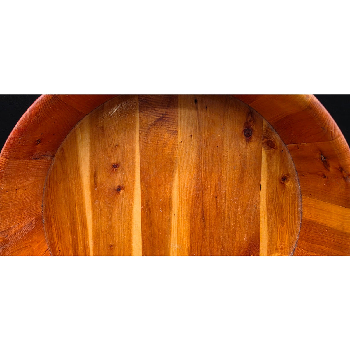 Vintage Japanese Wood Hangiri Sushi Oke Basin Bowl 10" Tray Bamboo Hoops Signed