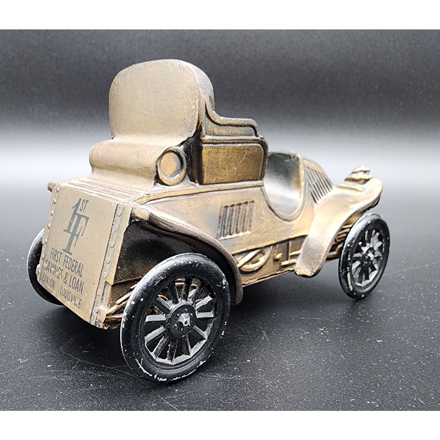 Vintage Brass Die‑Cast Car Bank First Federal Savings & Loan Canton Louisville