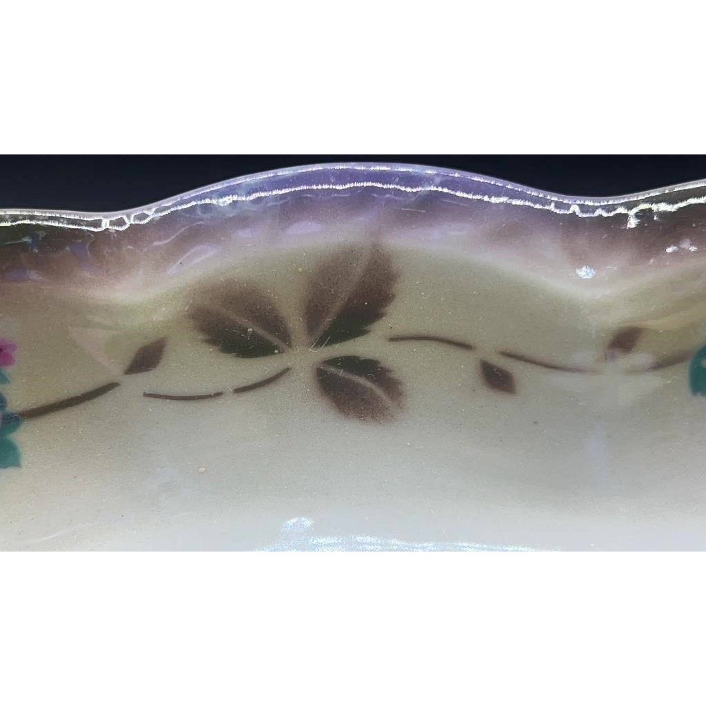 VTG Bavaria Lusterware Celery Dish Hand-painted Floral 12.25"x5.25"x1.5"