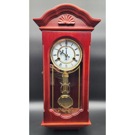 Vintage 31 Day Regulator Clock Wood Case Glass Door w/ Key – For Decor/Parts