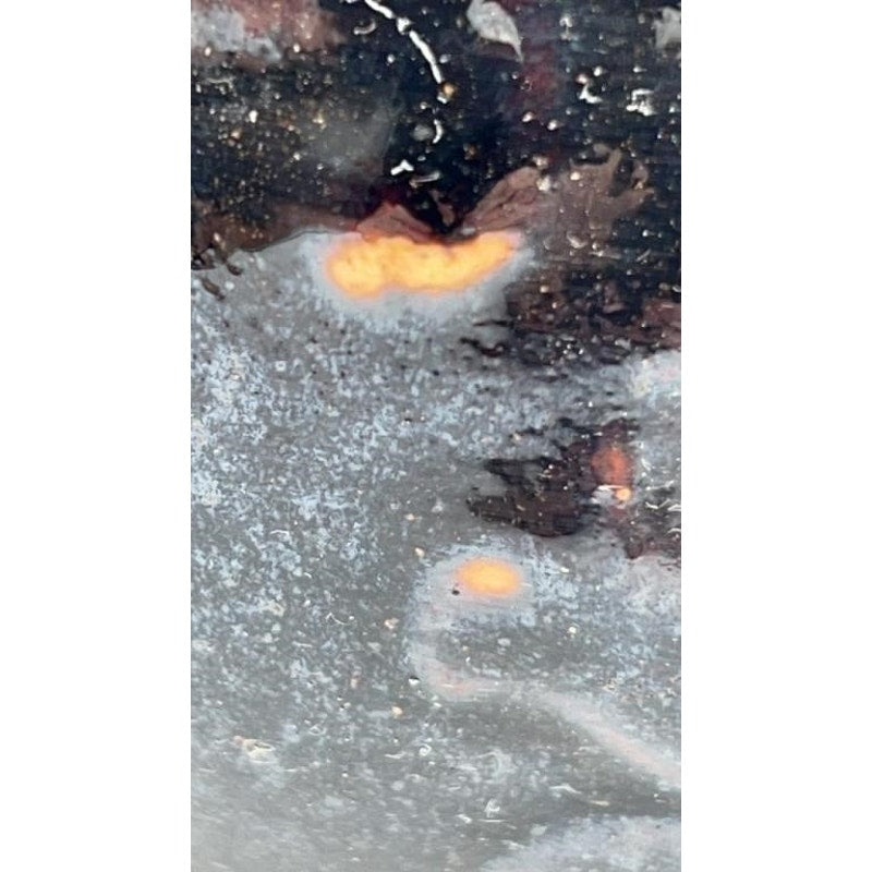 VTG Glazed Stoneware Spittoon Floral Pattern 7" Dark Glaze w/ Repair