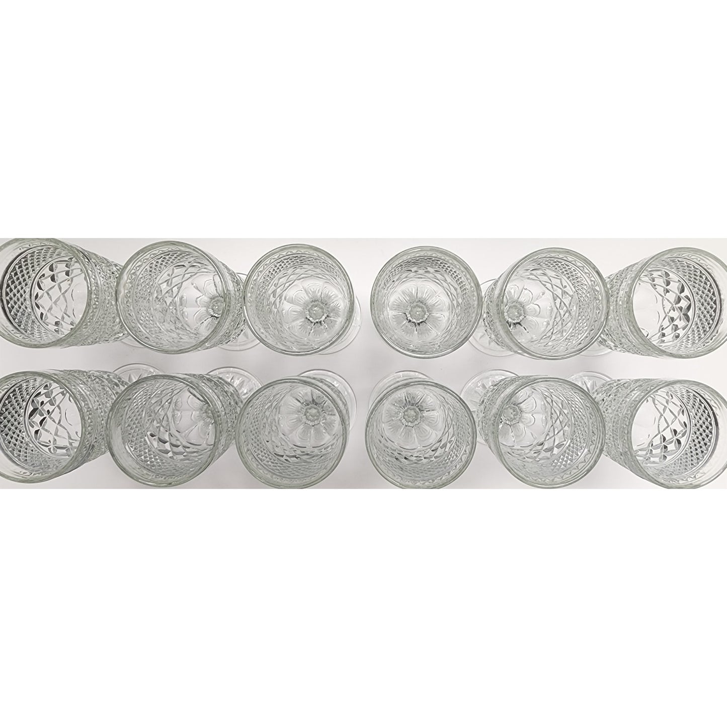 Set of 12 Vintage Anchor Hocking Diamond Cut Goblets 6.56" Tall Glassware