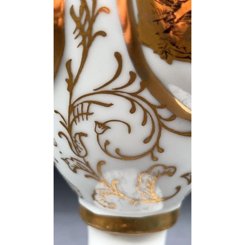 Antique Victorian Porcelain Vase Gold Gilt Lidded Ornate Handles 16" Tall