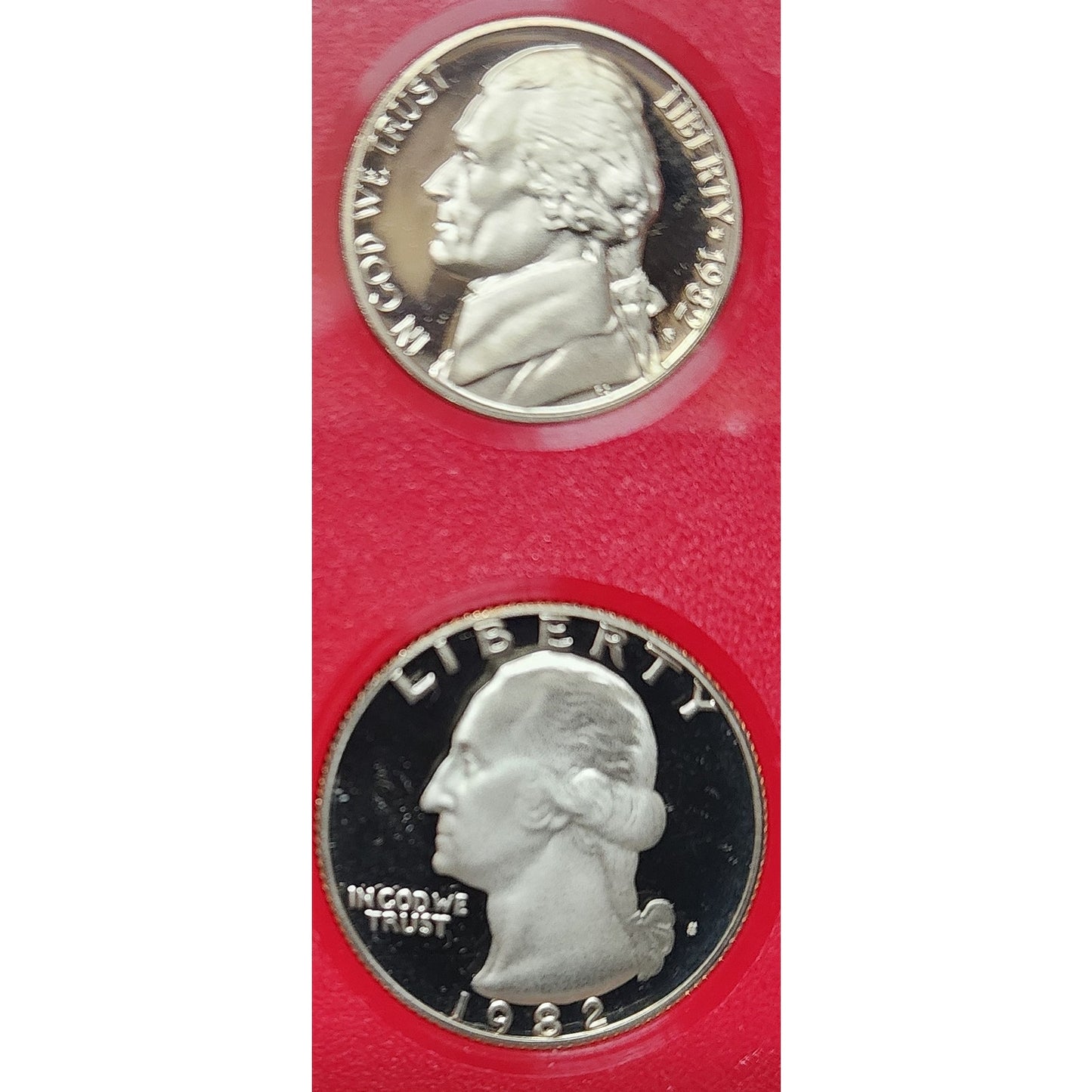 1982 U.S. Mint Proof Set 6 Coins + Treasury Token • Display Case • Original Pack