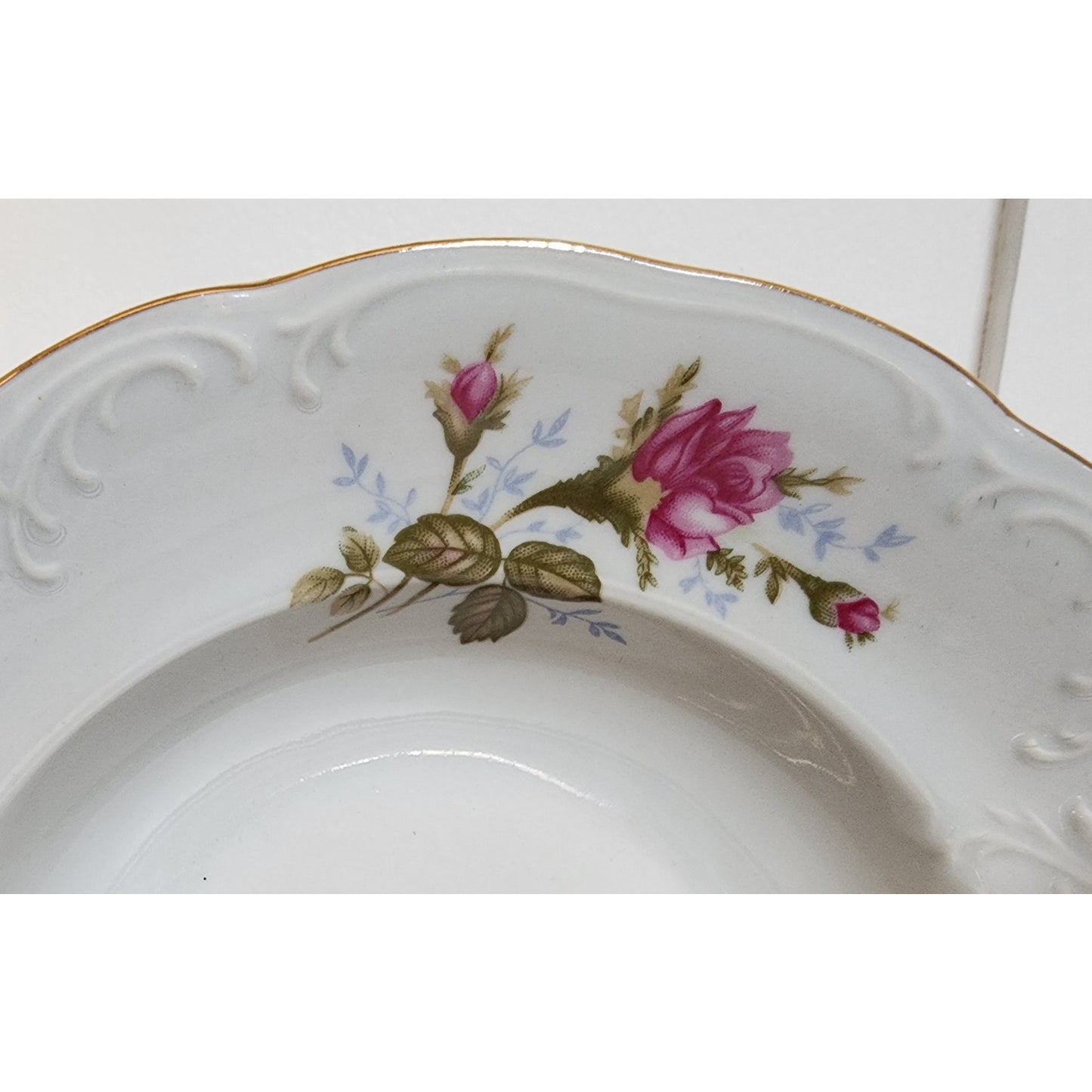 Vintage Wawel Pompadour Rose China 42 Pc Dinner Set Gold Gilded Rims Poland Made