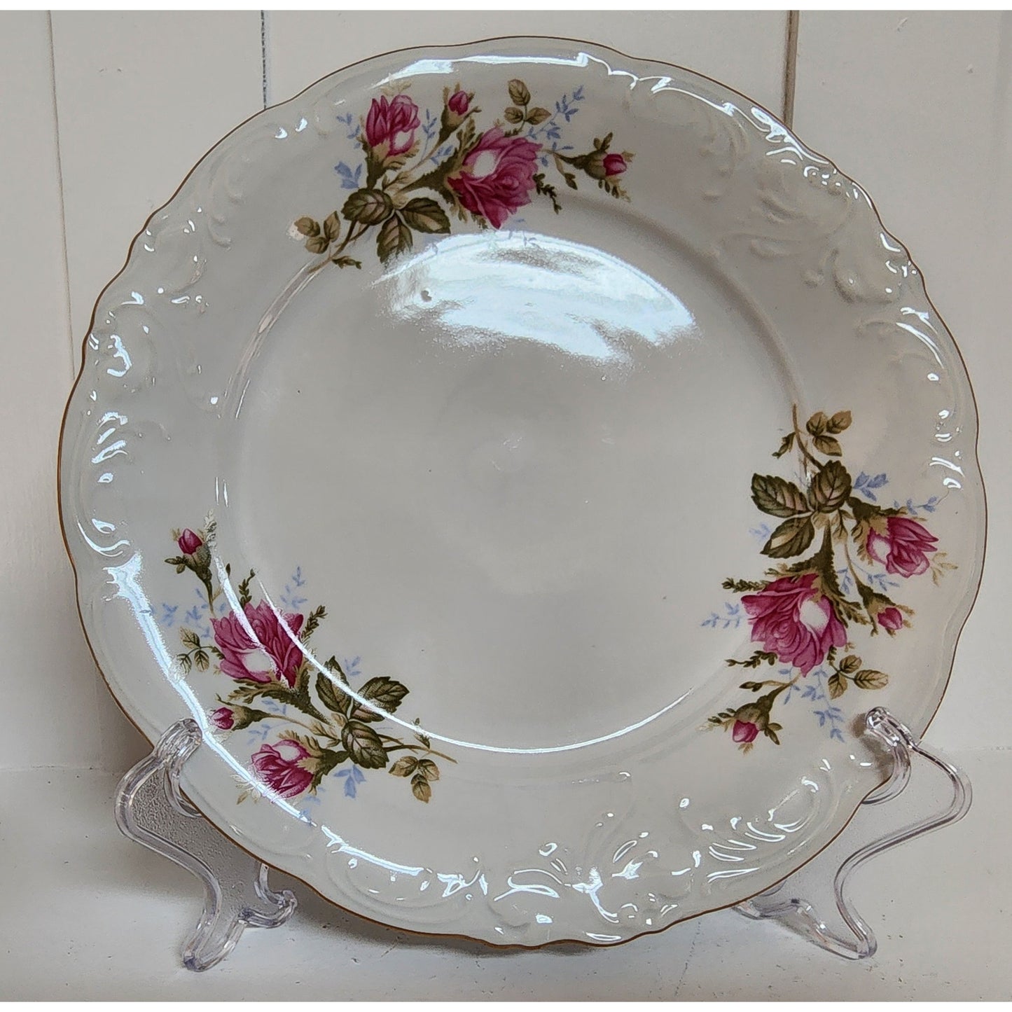 Vintage Wawel Pompadour Rose China 42 Pc Dinner Set Gold Gilded Rims Poland Made