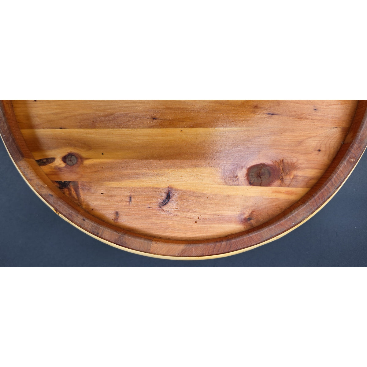 Vintage Japanese Wood Hangiri Sushi Oke Basin Bowl 10" Tray Bamboo Hoops Signed