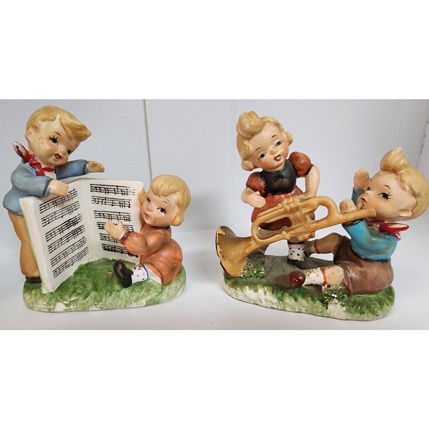 Vintage Royal Crown Japan Porcelain Musical Children Figurines 4 Set HandPainted