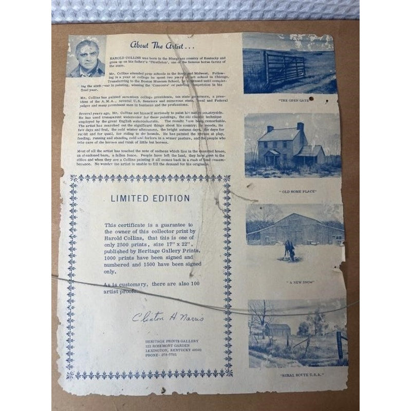 Harold Collins “Old Home Place” Signed Collector's Print