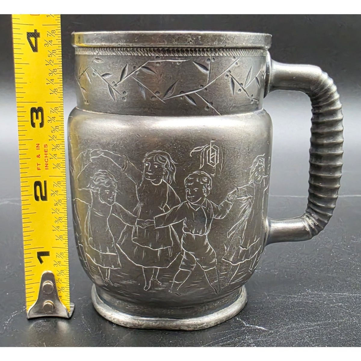 Antique Derby Silver Co Quadruple Plate Engraved Children Ring Dance Mug Cup 67