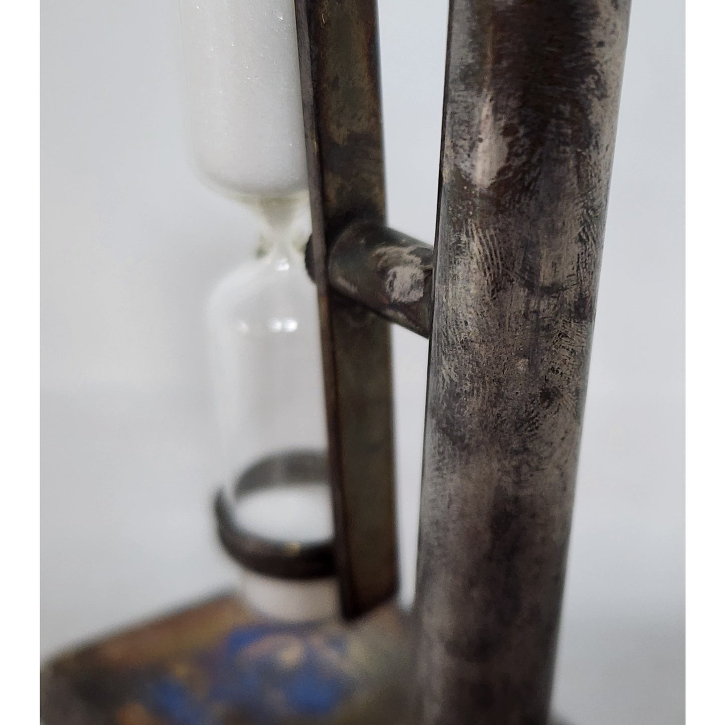 Vintage Brass Hourglass Timer on Stand – 3‑Min Promo Piece, Crystal Finial