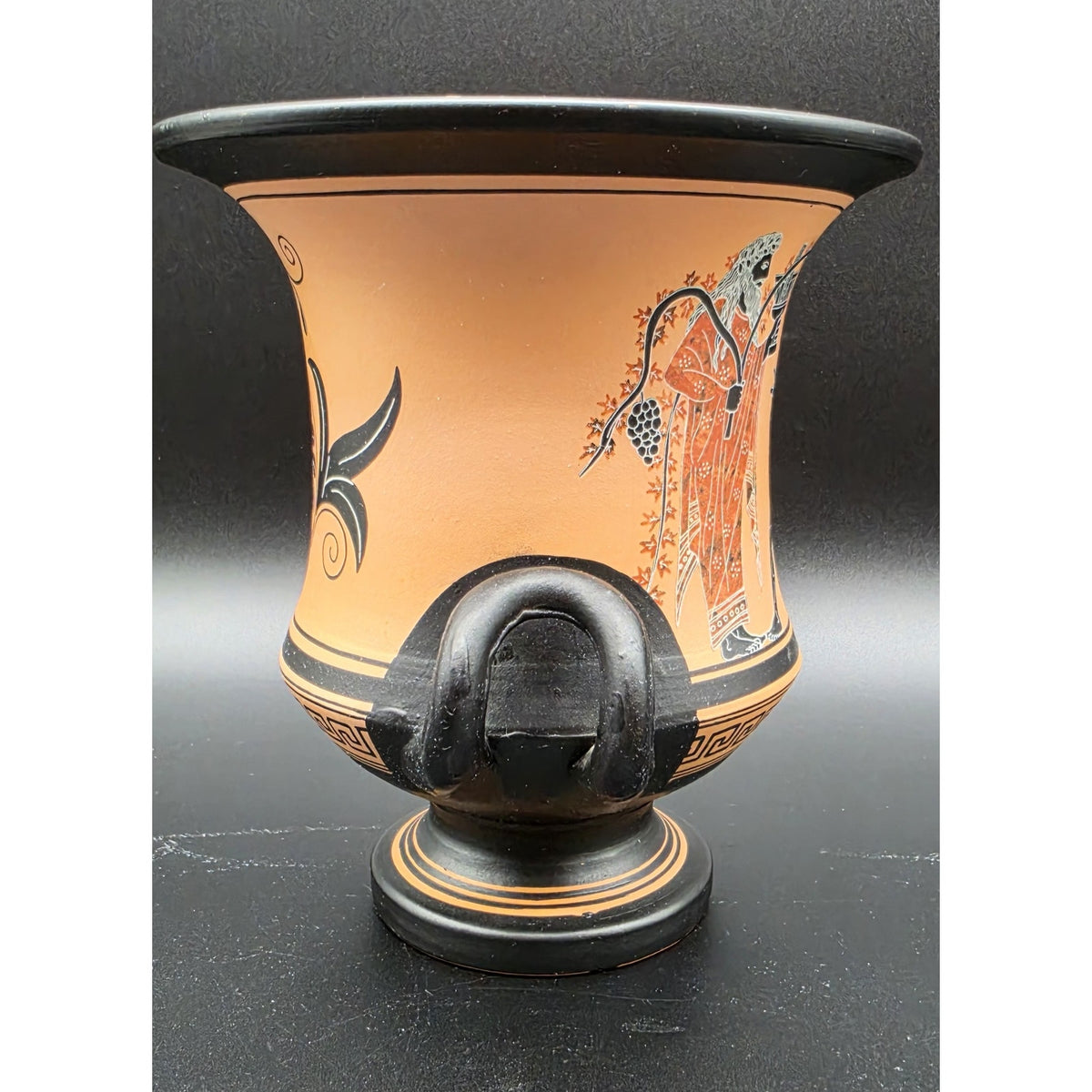 Vintage Greek Vase Dionysus Satyr Athens Pottery Calyx-Krater Lambrou Bros 7.25"