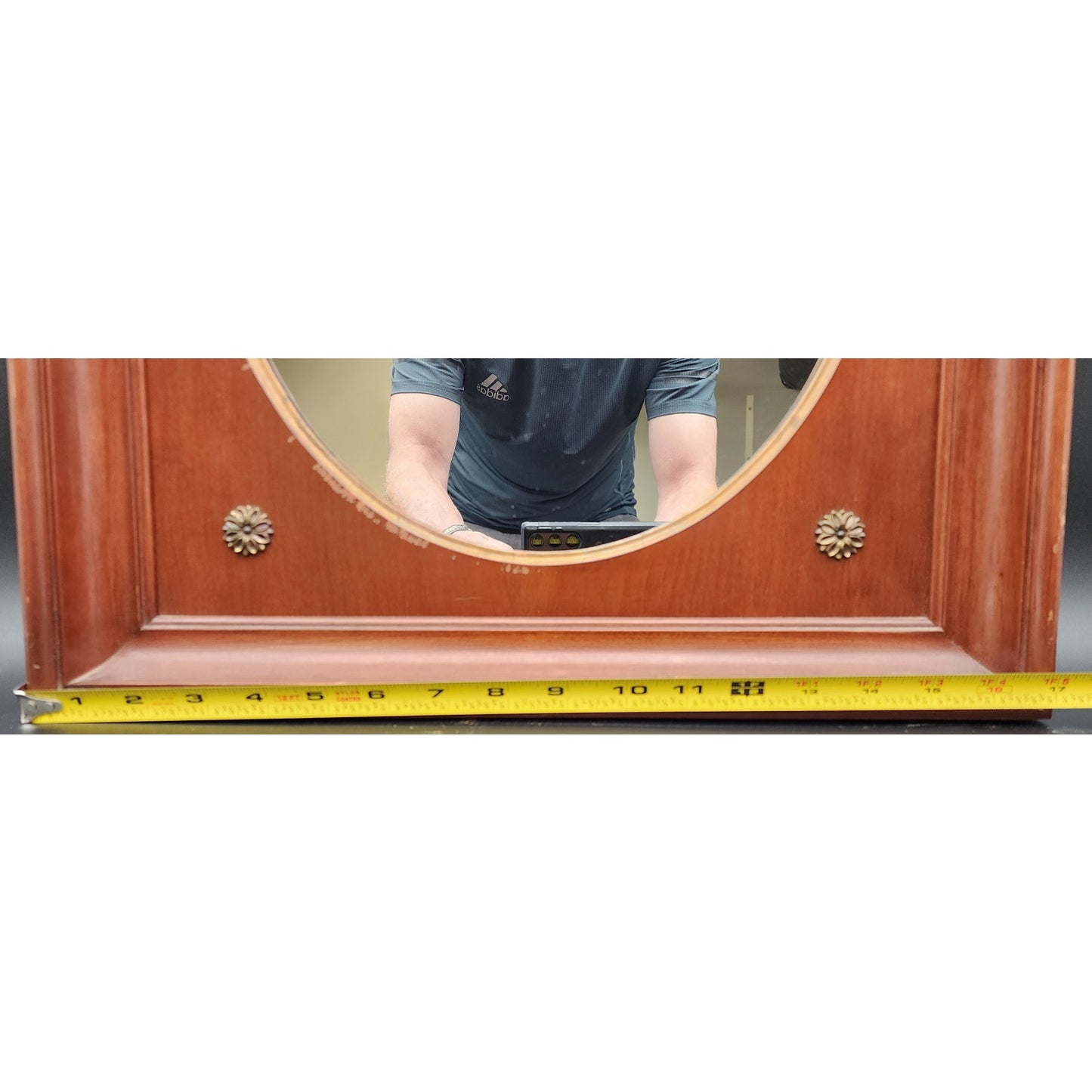 Vintage Willett Wildwood Cherry Hardwood Framed Oval Mirror Brass Accents 17x19
