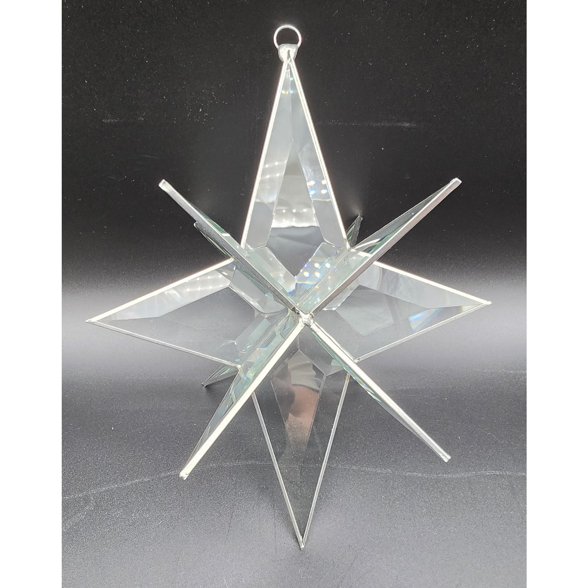 Vintage Artique Lexington Beveled Jade Glass 3D Moravian Star Suncatcher Boxed