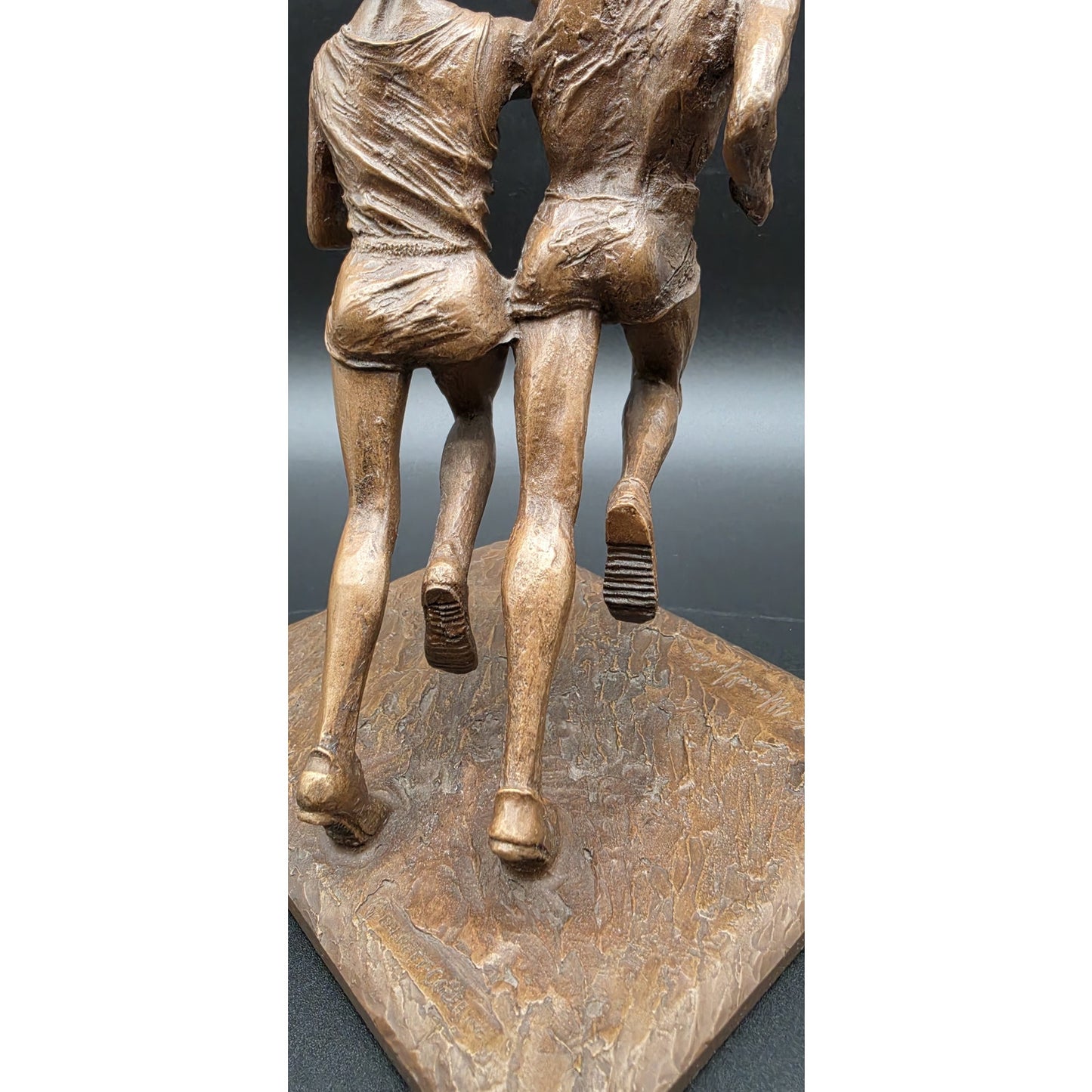 Vintage Bronze Olympic Runners Torch Sculpture 9.75" Signed Marcel Jovine